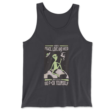 I Mostly Want Peace, Love And Weed Men/Unisex Tank in Dark Grey color